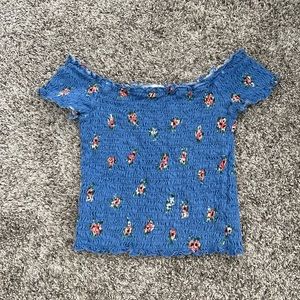 Womens floral scrunch off the shoulder top